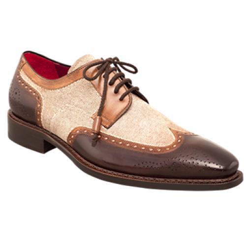 Mezlan "Barbate II" Brown/Tan  Hand Faded Genuine Leather Wing Tip Shoes